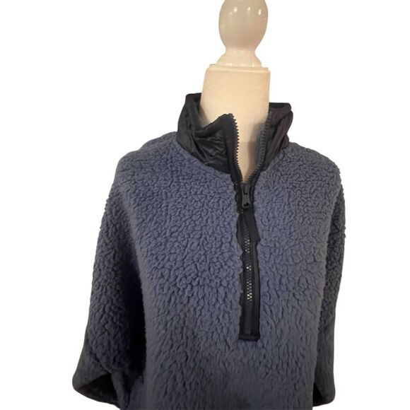 NWT Aerie women's oversized Sherpa‎ size xl in blue quarter zip w/ pockets - Picture 4 of 6